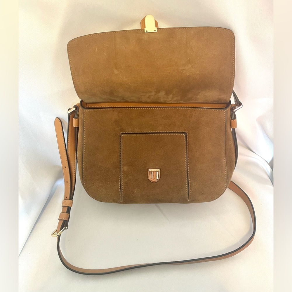 Michael Kors Brown Suede Crossbody Satchel - Picture 6 of 8